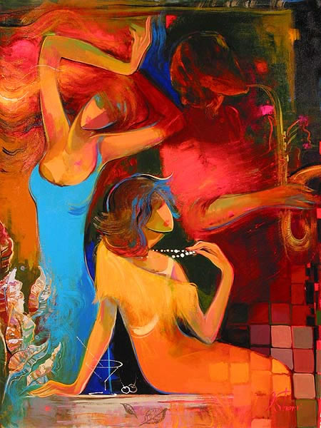 Afternoon Music painting - Hessam Abrishami Afternoon Music art painting